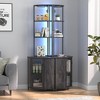 VECELO 63" Tall Corner Bookshelf 6-Tier Corner Shelf Standing Cabinet Organizer with LED Light and Charging Station, Small Space, Brown/Gray - 4 of 4