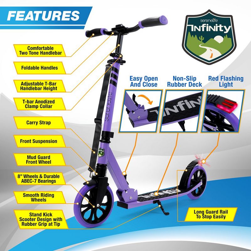 SereneLife Foldable Kick Scooter, 2 of 9