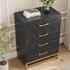 4 Drawer Dressers, Wood Dresser w/Golden Handles, Storage Chest Cabinet Organizer Unit, Chest of Drawers for Living Room, Closet, Hallway - 4 of 4