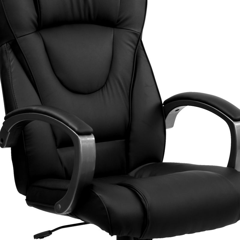 Flash Furniture High Back Black LeatherSoft Executive Swivel Office Chair with Titanium Nylon Base and Loop Arms, 5 of 11