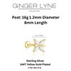 Butterfly CZ Flat Back Earrings for Cartilage Helix Tragus Lobe 16g Gold Plated Sterling Silver 1 pair by Ginger Lyne - 4 of 4
