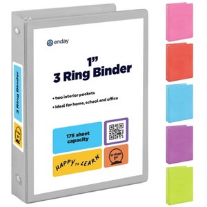 3 Ring Binder Clear View Cover with 2 Inside Pockets, Colored School Supplies Office and Home Binders – by Enday - 1 of 4