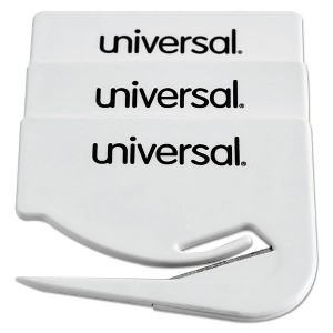 Universal Letter Slitter Hand Letter Opener with Concealed Blade, 2.5", White, 3/Pack - 1 of 1