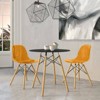 LeisureMod Dover 3-Piece Dining Set with Round Black MDF Top Bistro Table and 2 Plastic Chairs - 2 of 4