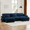 Aukfa Blue Velvet Large  Sofa with Bolster Armrests, Waist & Throw Pillows – Modern Couch for Living Room, Bedroom or Office - 2 of 4