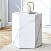 HDZNVF Modern MDF Side Table, With Complex Texture Patterns, White - 3 of 4
