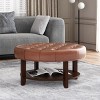NicBex Modern 32" Round Storage Ottoman Leather Footstools with Button Tufted and Open Shelf for Bedroom and Living Room - 2 of 4