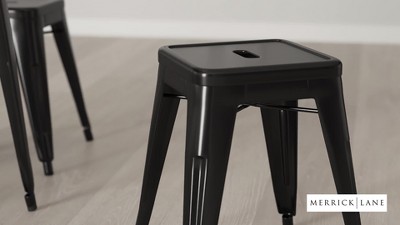 Sloane 18" High Backless Black Metal Stacking Dining Stools - Set of 4