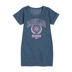 - Barbie - Barbie Land Athletics Graphic Short Sleeve Fleece Dress - 1 of 4