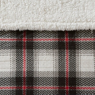 60"x70" Black and White Faux Mink to Berber Heated Throw Blanket