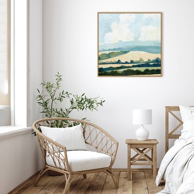 Fieldscape II Blue and Green Canvas Wall Art with Float Frame