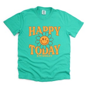 Simply Sage Market S.W.Smiley Happy Today Flower Garment Dyed Tee - 1 of 4