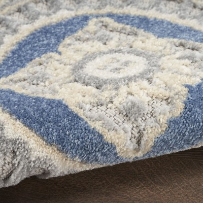 Elegance Blue/Grey Spanish Tile Pattern Outdoor Rug 32"x4"