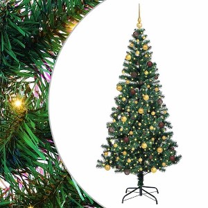 vidaXL Artificial Pre-lit Christmas Tree Green 82.7" PVC and Metal - 1 of 4