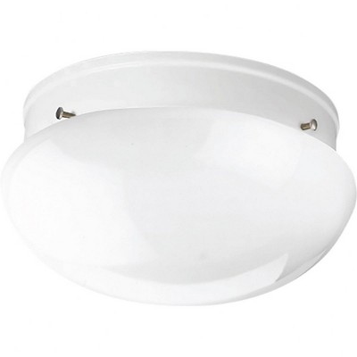 Progress Lighting, Fitter Collection, 2-Light Flush Mount, Brushed Nickel, White Glass Bowl