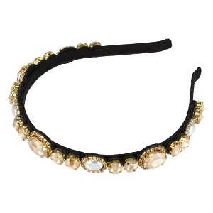 Unique Bargains Women's Bling Rhinestone Flannel Headband 5.51"x0.79" 1Pc - 1 of 4