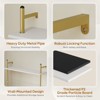Bestier 41" Floating Shelves with LED Light, 3-Tier Wall-Mounted Wood Shelves with 8 S-Hooks, White Finish & Gold Frame - 3 of 4