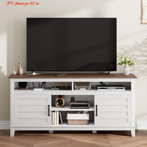 TV Stand for 63 in, Entertainment Center with Adjustable Shelves, Farmhouse TV Stand with Cabinet Doors,for Living Room, Bedroom - 1 of 4