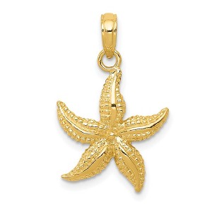 Black Bow Jewelry 14k Yellow Gold 15mm Textured Sea Star Pendant - 1 of 4