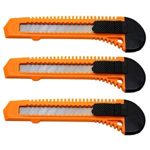 MotoProducts Bulk 6" Box Cutters Neon Orange with Snap-Off Blades and Safety Locks - 1 of 3