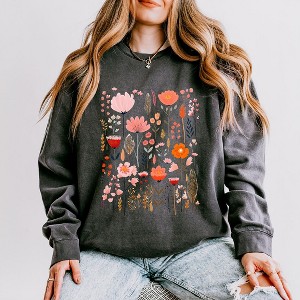 Simply Sage Market Women's Lightweight Garment Dyed Graphic Sweatshirt Pink Floral - 1 of 4
