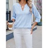 Clearlove Womens 3/4 Sleeve V Neck Casual Hollow Out Front Knit Embroidered Blouses Shirts Beach Cover Up Tshirts - 4 of 4