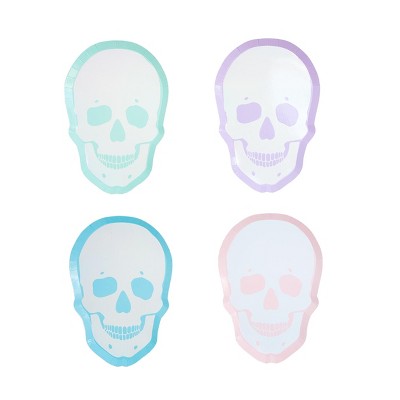 Jollity & Co. - Pastel Skull Dinner Plates - Pack of 8 Paper Plates