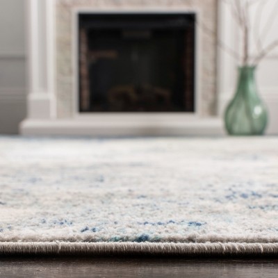 Brentwood Light Grey and Blue Synthetic Square Area Rug