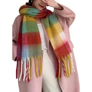 MSDC Winter Women Warm Scarf Long Shawl Large Scarves Cold Weather Thick Blanket Scarfs Colorful Plaid - 1 of 4