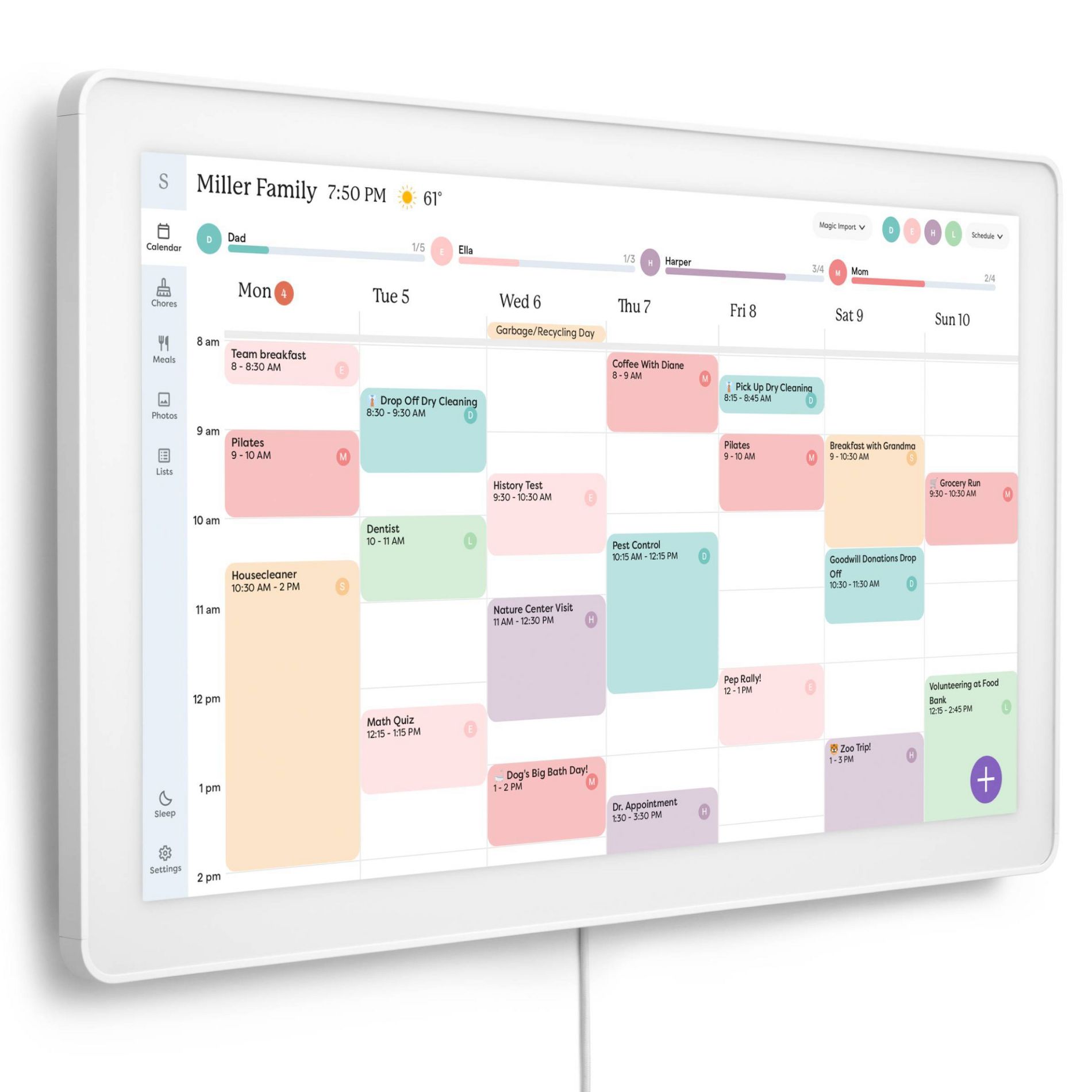 Skylight 27" Calendar Photo Frame - White: Touch Screen, 2560x1440 Resolution