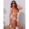 INSPIRE CHIC Women's Color Block Wavy Stripes Bikini Sets, Halter Top V Shaped Bottom Swimwear Bathing Suits 1 Set - 4 of 4