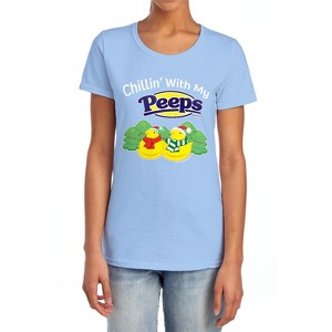 Chillin' With My Peeps Christmas Women's T-Shirt Light Blue - 1 of 4