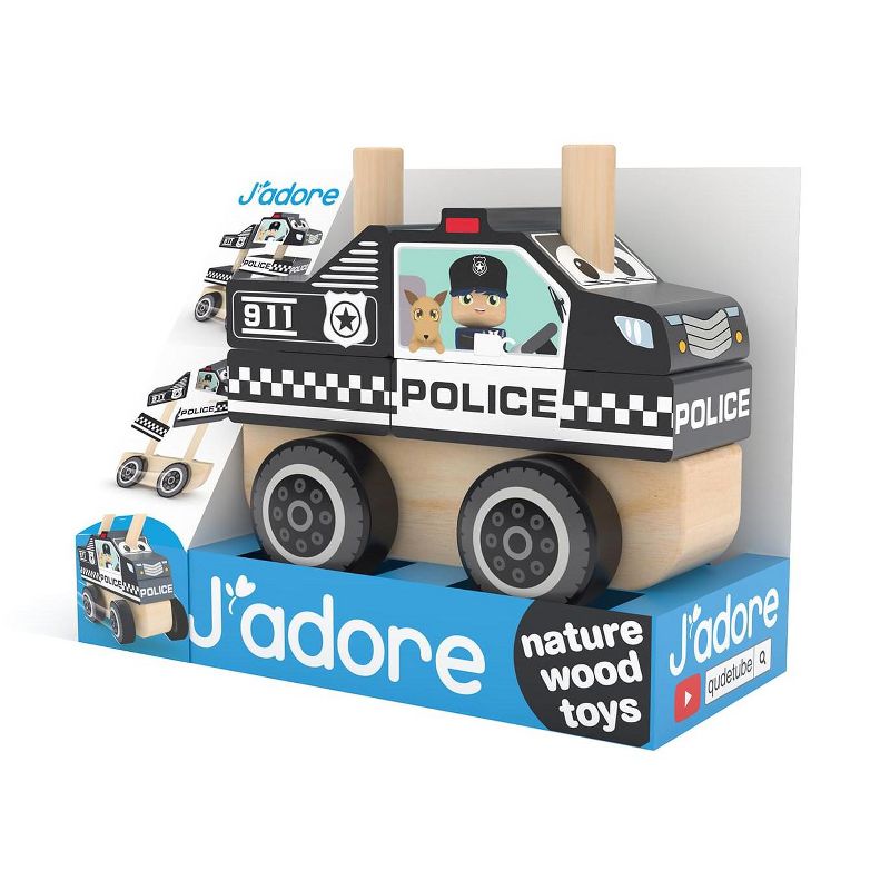 J’adore Police Car Wooden Stacking Toy, 2 of 4