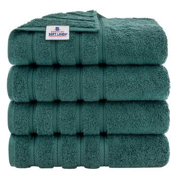 American Soft Linen Bath Towels 100% Turkish Cotton 4 Piece Luxury Bath  Towel Sets for Bathroom - Sage Green 