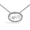 Haus of Brilliance Silver Diamond Accent "LOVE" Beaded Oval Pendant Necklace - 2 of 4