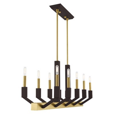 Beckett Satin Brass & Bronze 10-Light Linear Chandelier