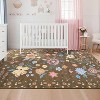 Runner Rug - Floral Boho Design, Ultra-Thin Low Pile, Non-Slip Backing, Machine Washable, 9*12ft, Brown - 2 of 4