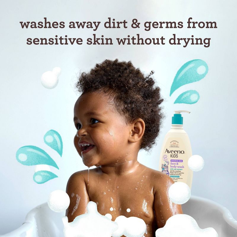 Aveeno Kids Sensitive Skin Face &#38; Body Wash With Oat Extract, Gently Washes Without Drying - 18 fl oz, 5 of 10