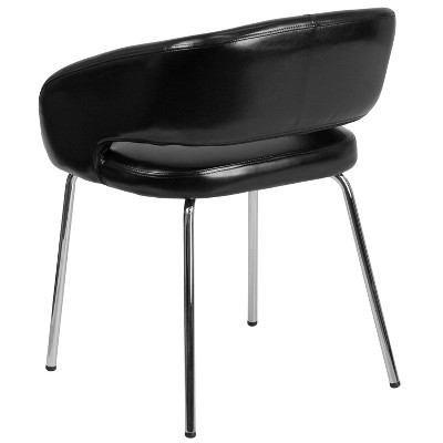 Contemporary Black LeatherSoft Lounge Chair with Chrome Legs