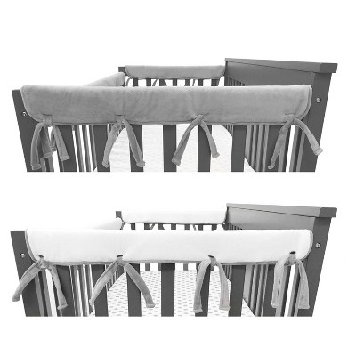 TL Care Heavenly Soft Chenille Reversible Crib Cover for Side Rails Gray/White - 2 Pack
