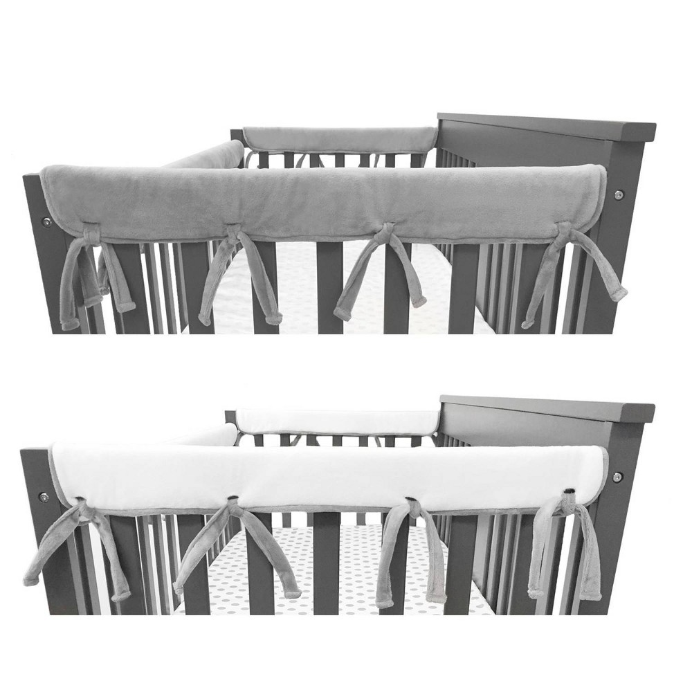 TL Care Heavenly Soft Chenille Reversible Crib Cover for Side Rails Gray/White - 2 Pack -  79483006