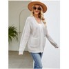 Women's Open Front Kint Cardigan Sweaters Long Sleeve Ribbed Crochet Oversized Cardigans with Pockets - 4 of 4
