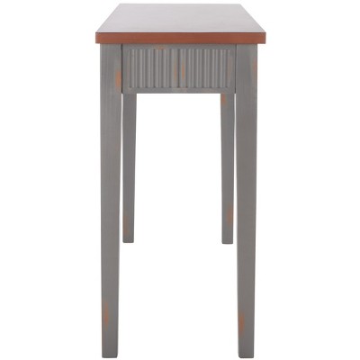 Beale Chic Taupe and Oak Wood Console Table with Fluted Storage Drawer