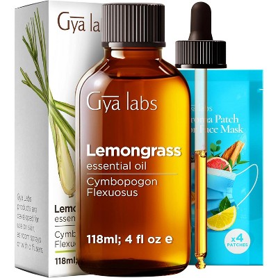 Gya Labs Lemongrass Essential Oil - 4 Fl Oz - for Hair, Skin, Diffuser, Aromatherapy & DIY Candle Making Scent