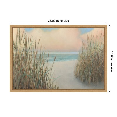 Beach Trail I Coastal Canvas Wall Art with Brown Frame