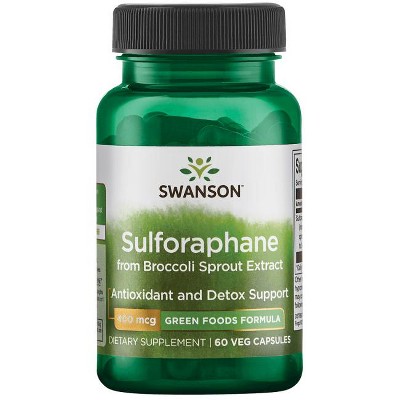 Swanson Herbal Supplements Sulforaphane from Broccoli Sprout Extract 400 mcg Veggie Capsule 60ct.