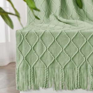 Inhand Knitted Gift Throw Blanket for Couch and Bed, 50"x60" Romatic Lightweight Decorative with Tassel, Farmhouse Warm Woven for Women - 1 of 4