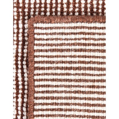 Mocha Brown Wool Geometric Runner Rug 2' x 4'1"