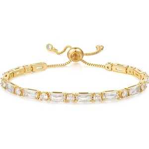 Tennis Bracelet for Women, 14K Gold Plated Cubic Zirconia Adjustable Slider Bracelets Trendy Jewelry Gift - 1 of 4