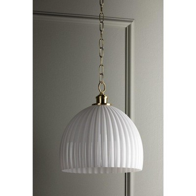 Aged Brass Opal Glossy Shade Pendant Light